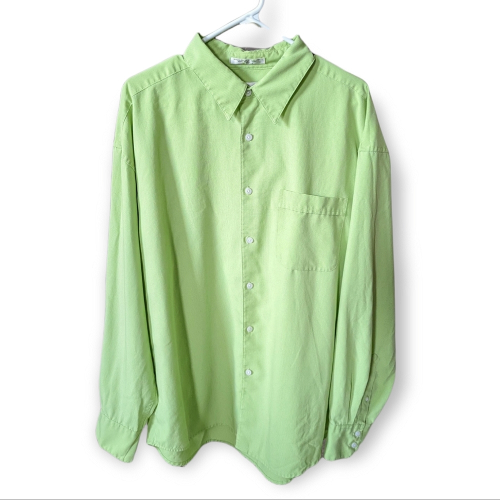 Geoffrey Beene Long Sleeved Button Down Light Green Shirt Size XL